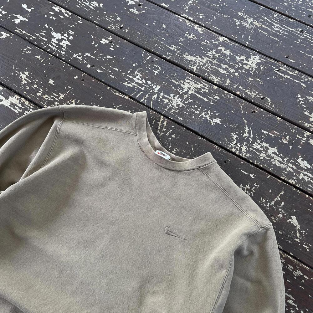 (M) Vintage 90s Y2K Nike Crewneck Sweatshirt Earth Tone Brown Beige Tan Swoosh